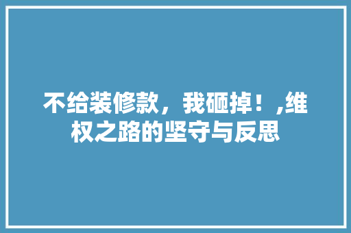 不给装修款，我砸掉！,维权之路的坚守与反思