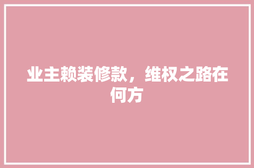 业主赖装修款，维权之路在何方  第1张