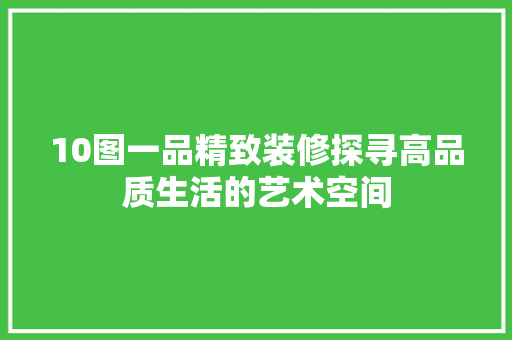 10图一品精致装修探寻高品质生活的艺术空间