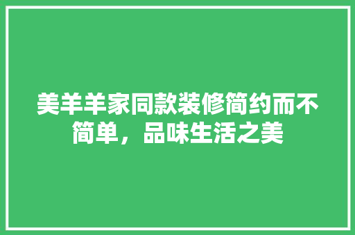 美羊羊家同款装修简约而不简单，品味生活之美