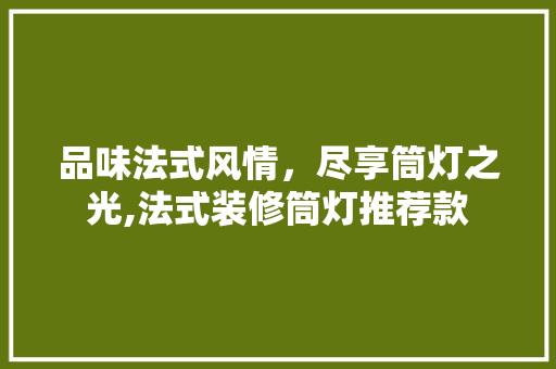 品味法式风情，尽享筒灯之光,法式装修筒灯推荐款  第1张