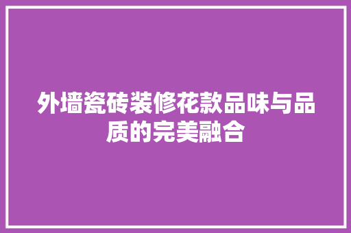 外墙瓷砖装修花款品味与品质的完美融合  第1张