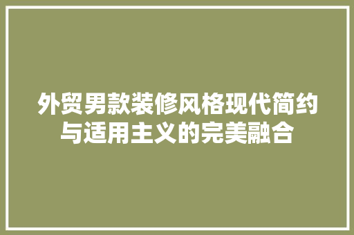 外贸男款装修风格现代简约与适用主义的完美融合  第1张