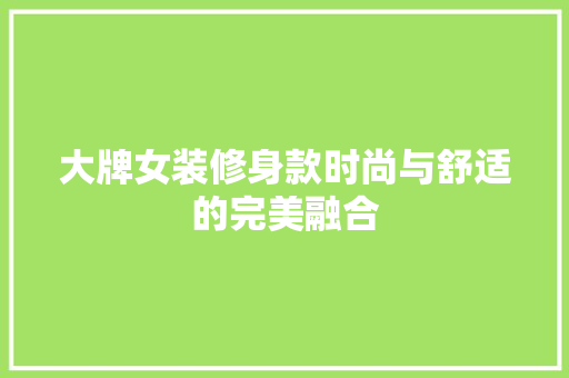 大牌女装修身款时尚与舒适的完美融合  第1张