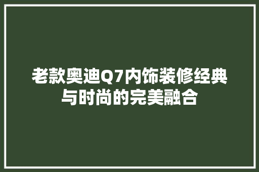 老款奥迪Q7内饰装修经典与时尚的完美融合
