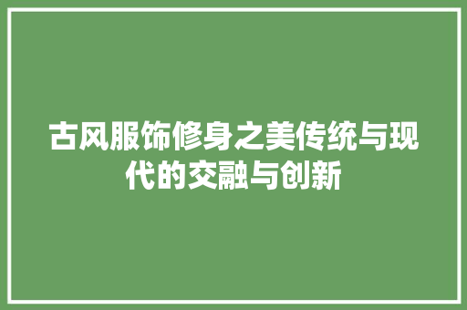 古风服饰修身之美传统与现代的交融与创新  第1张