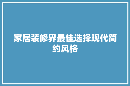 家居装修界最佳选择现代简约风格  第1张
