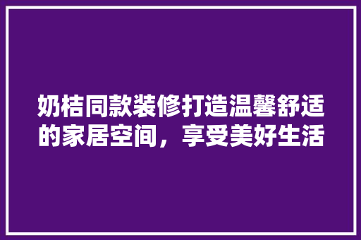奶桔同款装修打造温馨舒适的家居空间，享受美好生活