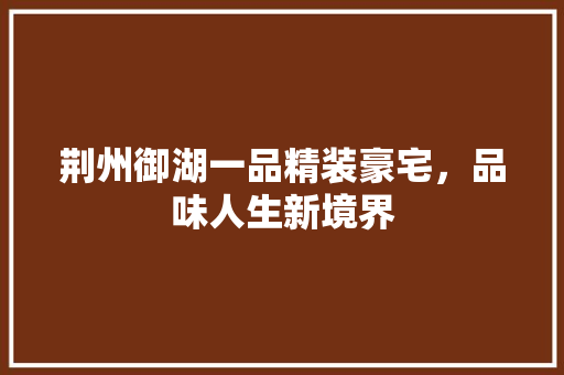 荆州御湖一品精装豪宅，品味人生新境界