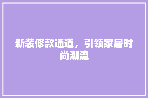 新装修款通道，引领家居时尚潮流  第1张