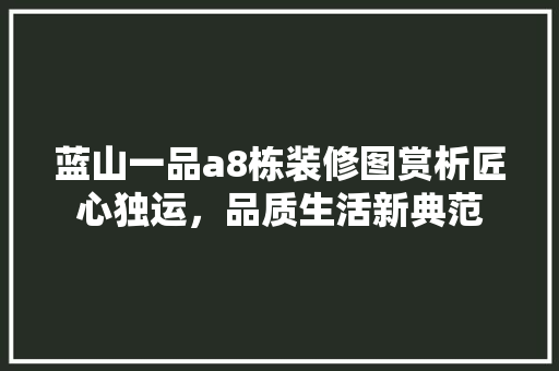 蓝山一品a8栋装修图赏析匠心独运，品质生活新典范