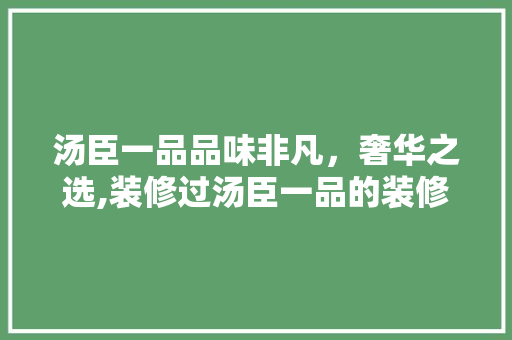 汤臣一品品味非凡，奢华之选,装修过汤臣一品的装修公司  第1张