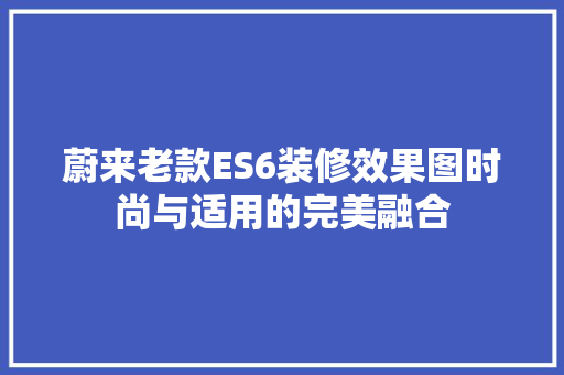 蔚来老款ES6装修效果图时尚与适用的完美融合