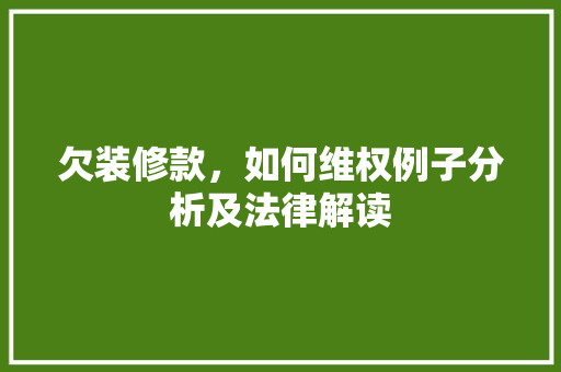 欠装修款，如何维权例子分析及法律解读  第1张