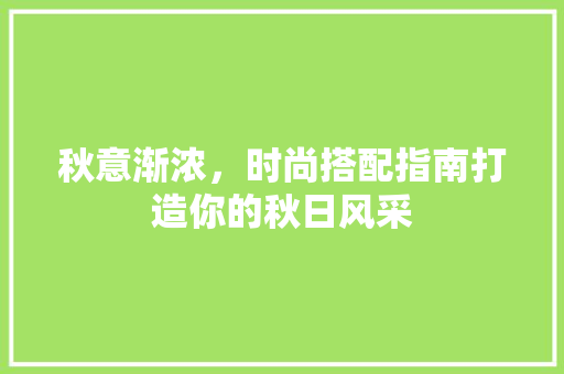 秋意渐浓，时尚搭配指南打造你的秋日风采  第1张