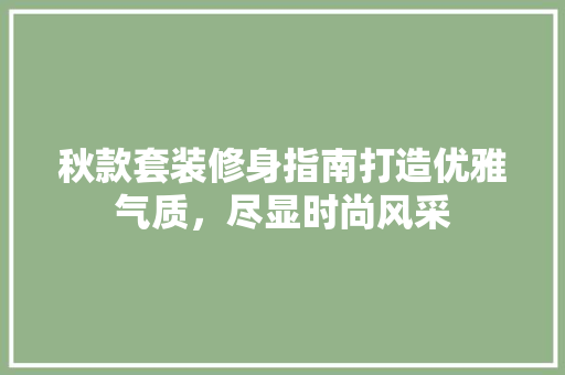 秋款套装修身指南打造优雅气质，尽显时尚风采  第1张