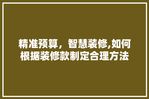 精准预算，智慧装修,如何根据装修款制定合理方法