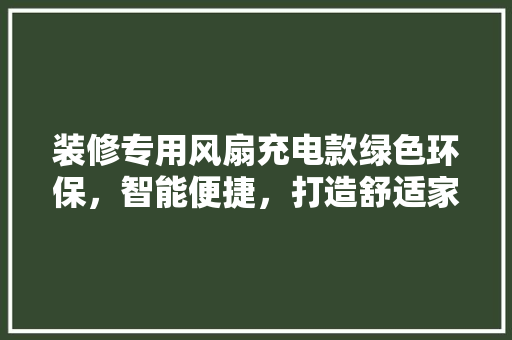 装修专用风扇充电款绿色环保，智能便捷，打造舒适家居新体验