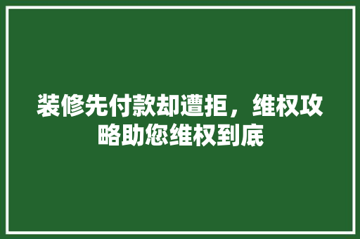 装修先付款却遭拒，维权攻略助您维权到底