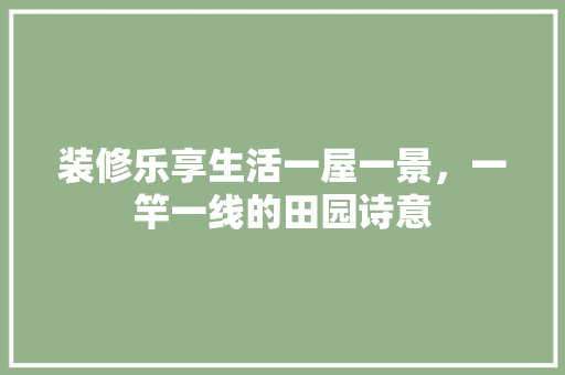 装修乐享生活一屋一景，一竿一线的田园诗意