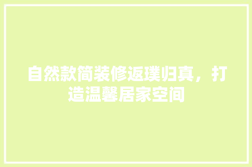 自然款简装修返璞归真，打造温馨居家空间  第1张
