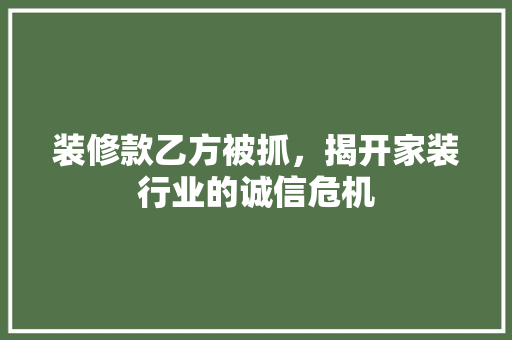 装修款乙方被抓，揭开家装行业的诚信危机  第1张