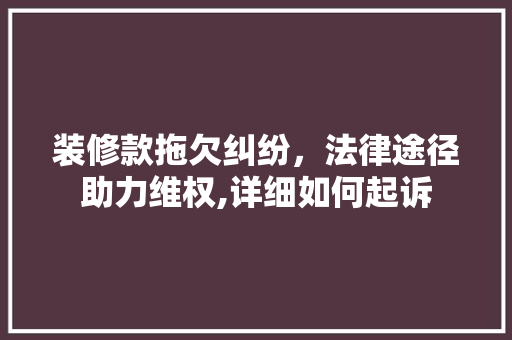 装修款拖欠纠纷，法律途径助力维权,详细如何起诉