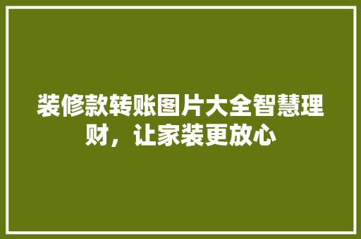 装修款转账图片大全智慧理财，让家装更放心