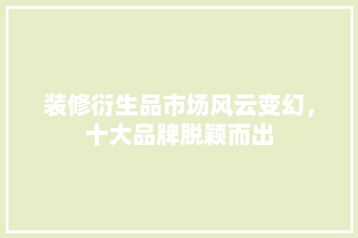 装修衍生品市场风云变幻，十大品牌脱颖而出