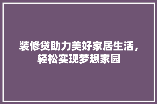 装修贷助力美好家居生活，轻松实现梦想家园  第1张