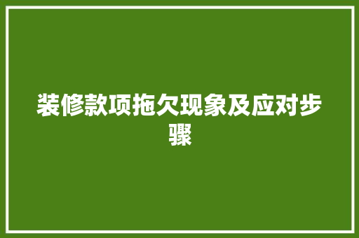 装修款项拖欠现象及应对步骤