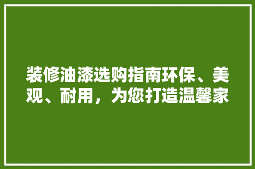 装修油漆选购指南环保、美观、耐用，为您打造温馨家居