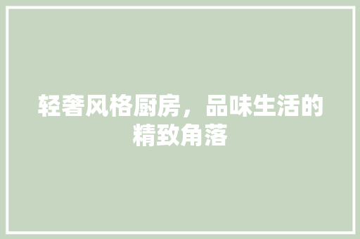 轻奢风格厨房，品味生活的精致角落