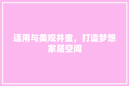 适用与美观并重，打造梦想家居空间