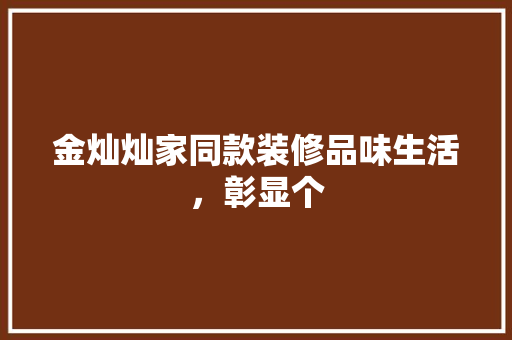 金灿灿家同款装修品味生活，彰显个