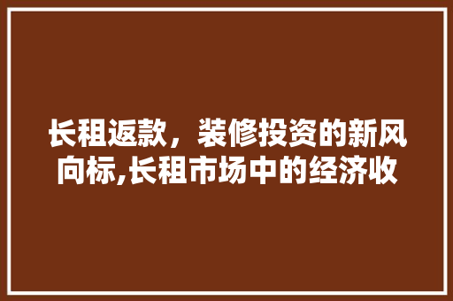 长租返款，装修投资的新风向标,长租市场中的经济收益与风险