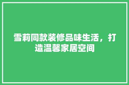 雪莉同款装修品味生活，打造温馨家居空间