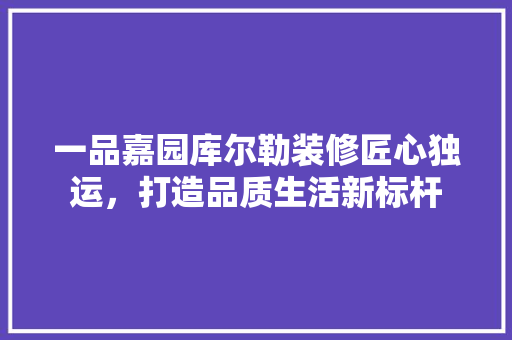 一品嘉园库尔勒装修匠心独运，打造品质生活新标杆