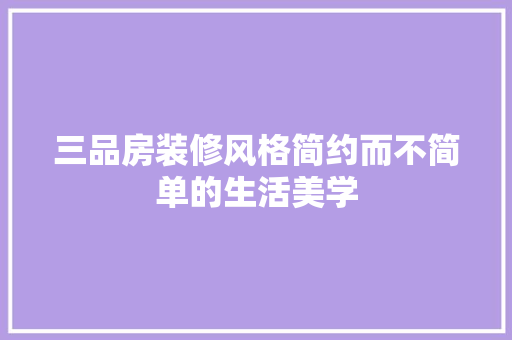 三品房装修风格简约而不简单的生活美学