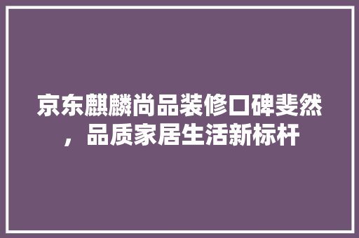 京东麒麟尚品装修口碑斐然，品质家居生活新标杆