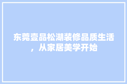东莞壹品松湖装修品质生活，从家居美学开始  第1张