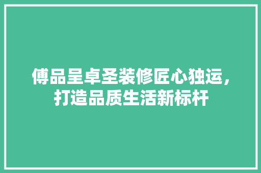 傅品呈卓圣装修匠心独运，打造品质生活新标杆  第1张