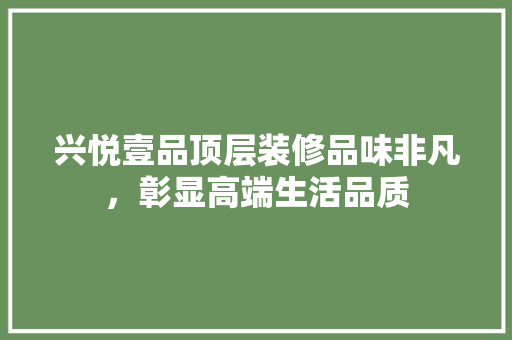 兴悦壹品顶层装修品味非凡，彰显高端生活品质