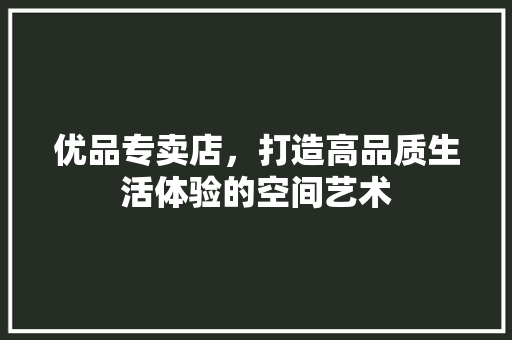 优品专卖店，打造高品质生活体验的空间艺术  第1张