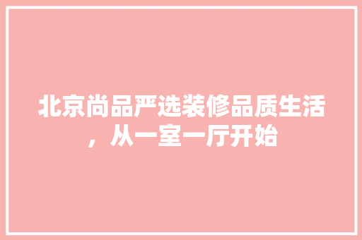 北京尚品严选装修品质生活，从一室一厅开始  第1张