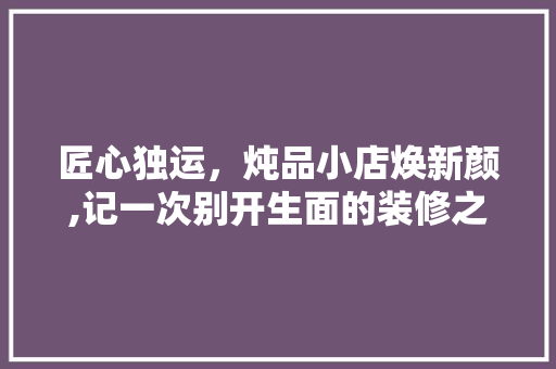 匠心独运，炖品小店焕新颜,记一次别开生面的装修之旅