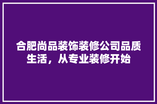 合肥尚品装饰装修公司品质生活，从专业装修开始