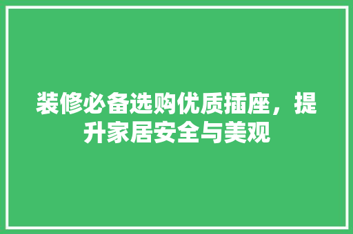 装修必备选购优质插座，提升家居安全与美观