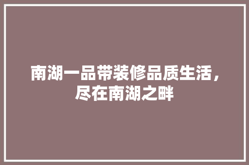 南湖一品带装修品质生活，尽在南湖之畔  第1张