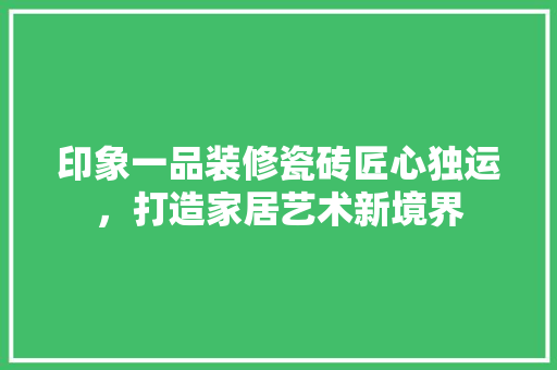 印象一品装修瓷砖匠心独运，打造家居艺术新境界  第1张